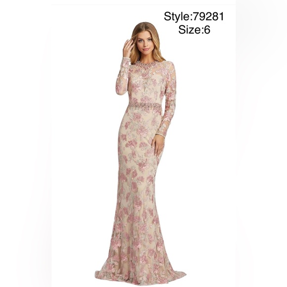 Embroidered Illusion Neckline Draped Trumpet Gown main image 1